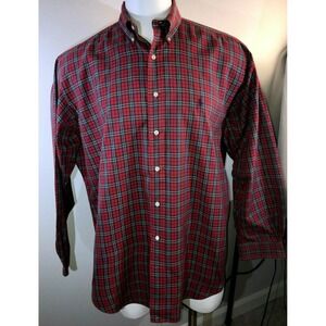 Men's Ralph Lauren Red & Navy Blue Plaid Button Front Long Sleeve Shirt Large